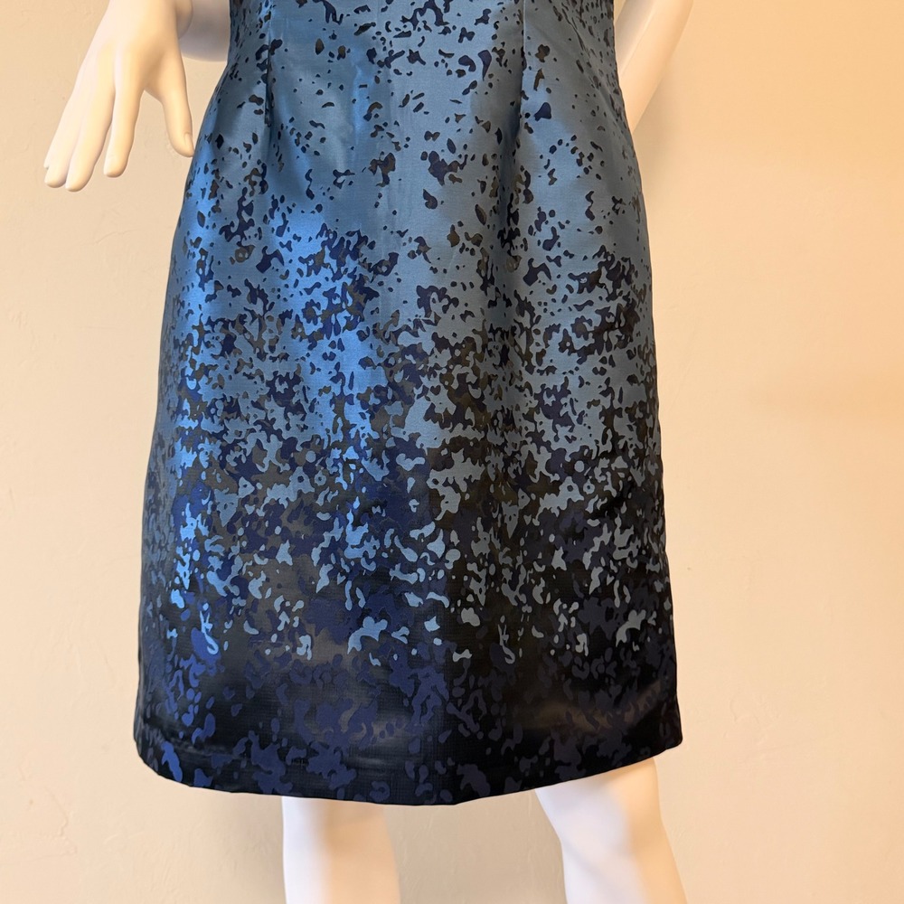 Mario Serrani Italy Navy Blue‎ Abstract Jacquard Sleeveless Sheath Dress Size 8 - Picture 3 of 11